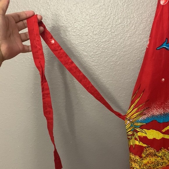 Five Parrots beach pool vacation lounge cover up ocean themed with belt small - Picture 5 of 12